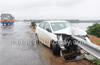 Car crashes against embankment  near Netravathi bridge